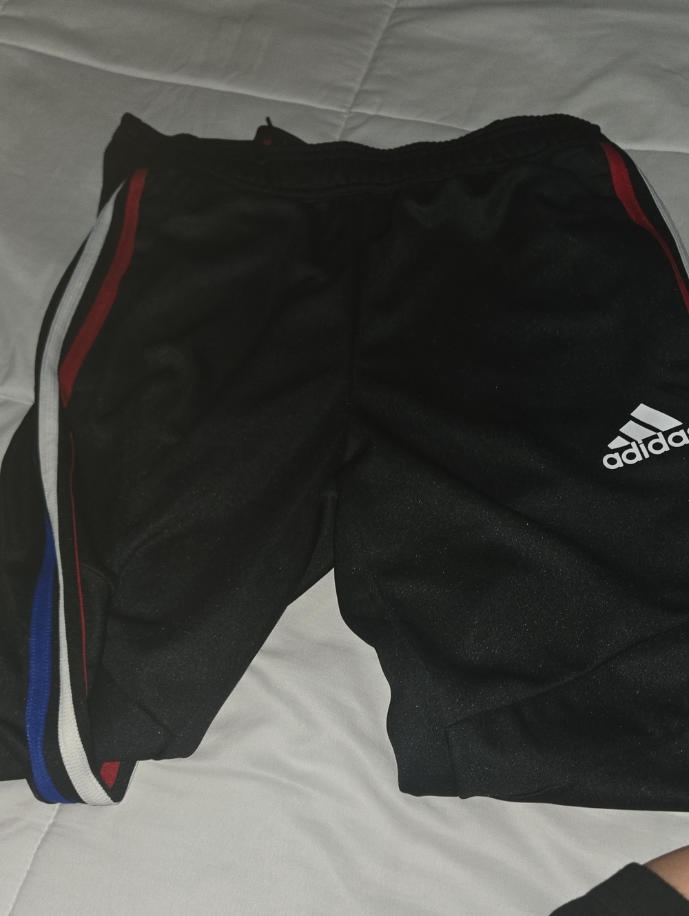 adidas Black Kids Athletic Shorts with Tricolor Stripe